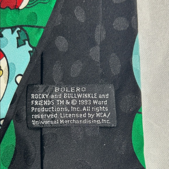 1993 100% Silk, Rocky & Bullwinkle and friends Green Cartoon Tie - Picture 5 of 6
